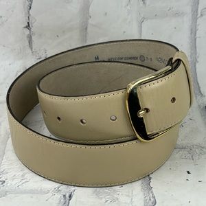 Cream Mellow Cowhide Belt with Gold Tone Buckle Western Southwestern Rodeo Sz M